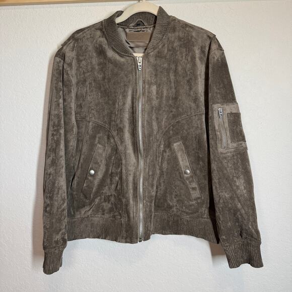 Women's Blank NYC Faux Suede Brown Zip Front Bomber Style Jacket Size Large - Picture 2 of 10